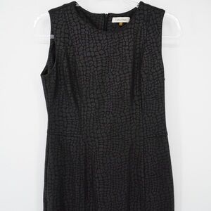 Calvin Klein Black Crocodile Print Sheath Dress Size 4 Careerwear Corporate Goth